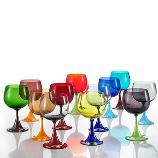 Nason Moretti Burlesque bourgogne red wine chalice yellow sunflower and violet - Buy now on ShopDecor - Discover the best products by NASON MORETTI design