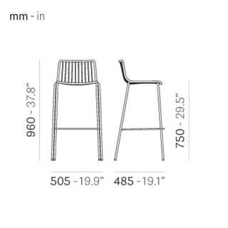 Pedrali Nolita 3658 garden stool with seat H.75 cm. - Buy now on ShopDecor - Discover the best products by PEDRALI design