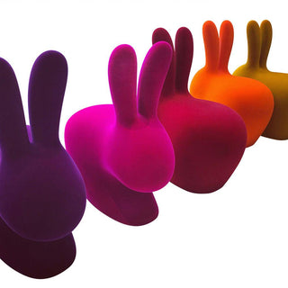 Qeeboo Rabbit Chair Velvet Finish in the shape of a rabbit - Buy now on ShopDecor - Discover the best products by QEEBOO design