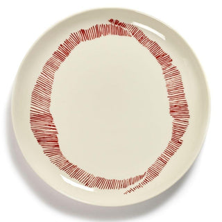 Serax Feast dinner plate diam. 22.5 cm. white swirl - stripes red - Buy now on ShopDecor - Discover the best products by SERAX design