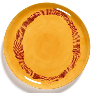 Serax Feast dinner plate diam. 26.5 cm. sunny yellow swirl - stripes red - Buy now on ShopDecor - Discover the best products by SERAX design